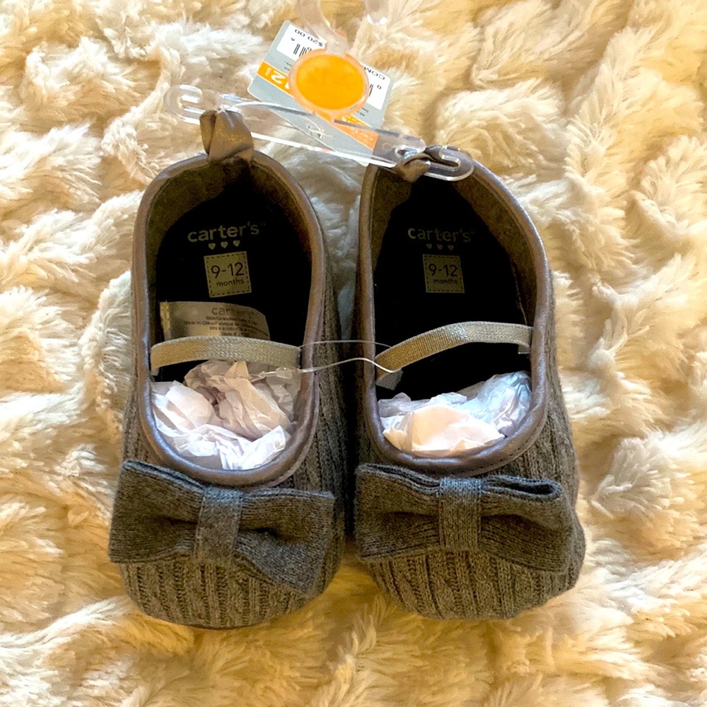 Carter’s crib shoes grey 9-12 month baby dress shoes
